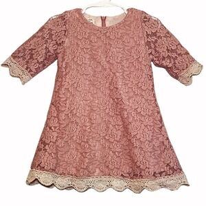April Girl Girls 5T Pink Rose Floral Lace A-Line‎ Flower Girl Dress Party Fairy